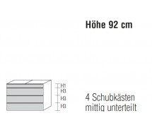Nolte Möbel Alegro2 Style , 160  x 92 cm, 4 Schubkästen Polarweiss / Weissglas